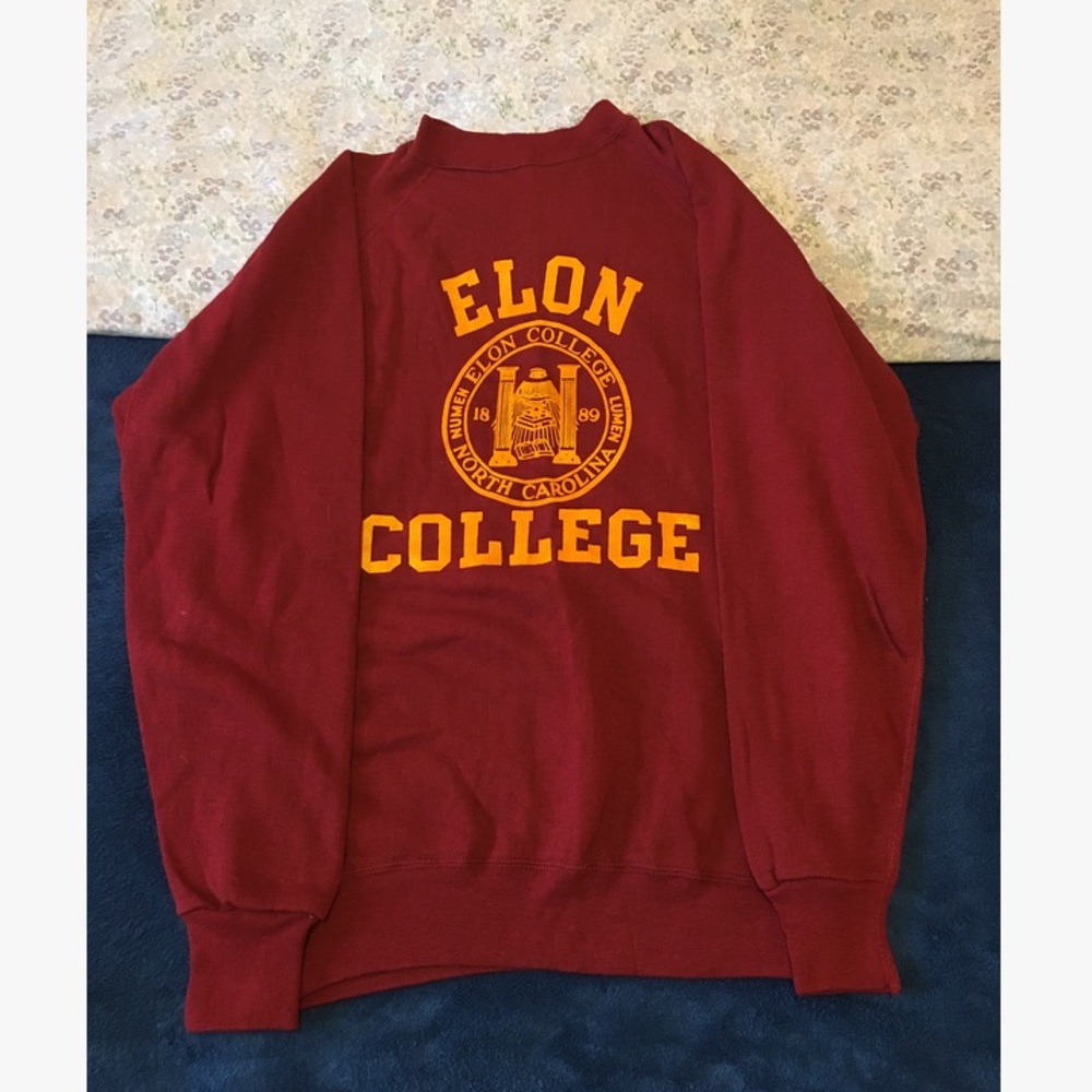 Vintage Elon College Red Pullover Sz Lg